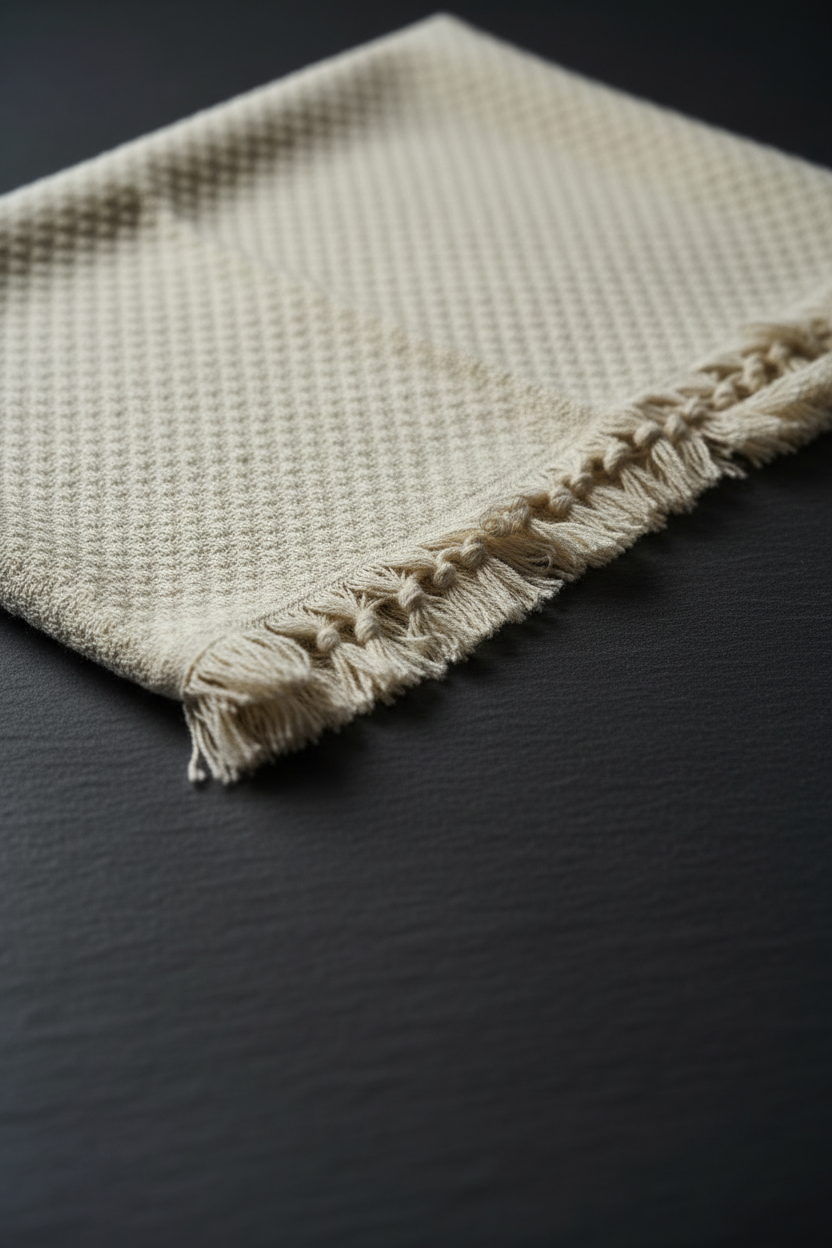 Close-up towel flat lay on dark background